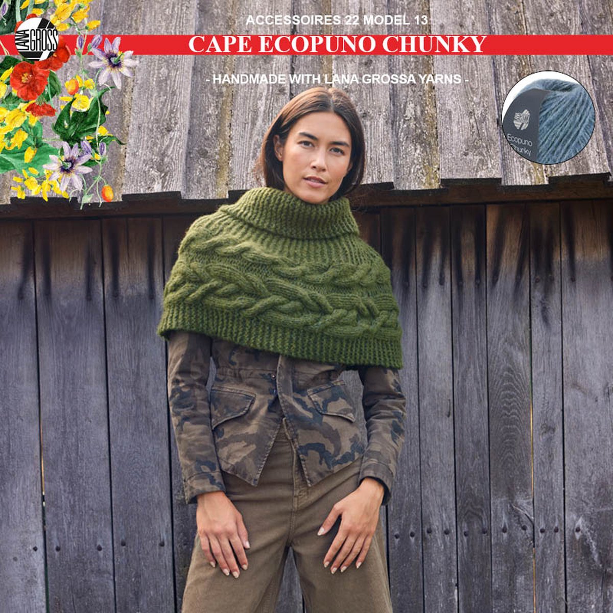 Breipakket cape met Ecopuno Chunky model 13 van Lana Grossa Accessoires 22-mt 40/42-jeans