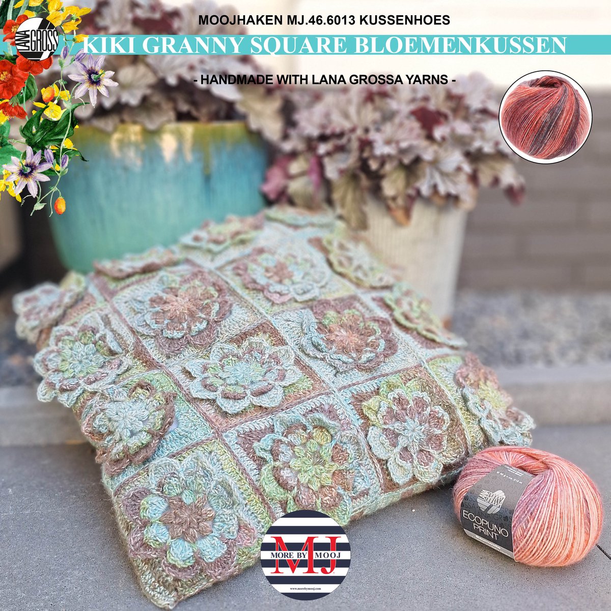 Haakpakket kussenhoes Kiki Granny Square - Flower