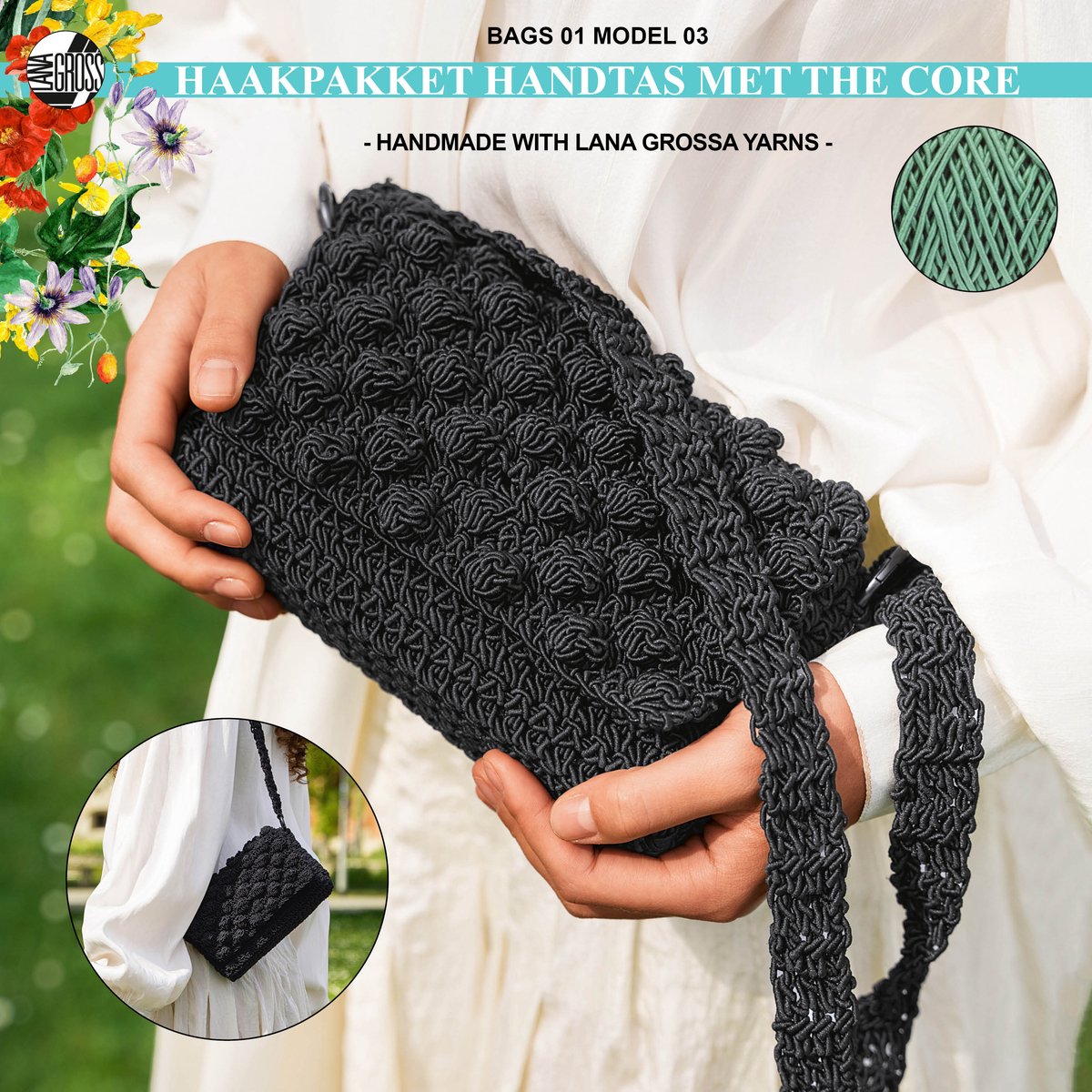 Haakpakket tas met The Core garen model 3 van Lana Grossa Bags 01 - pastelgroen