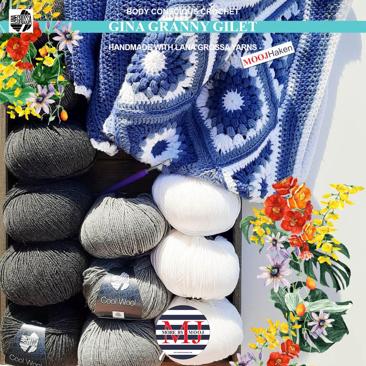 More by Mooj Haakpakket Gina Granny Gilet Grey/White