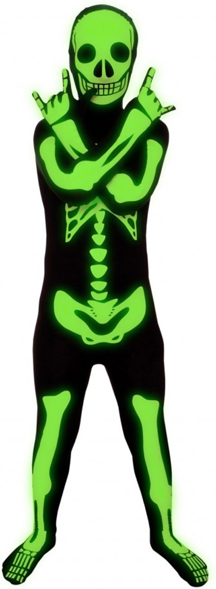 ™   Kids Glow Skeleton - SecondSkin - Verkleedkleding - 91/104 cm