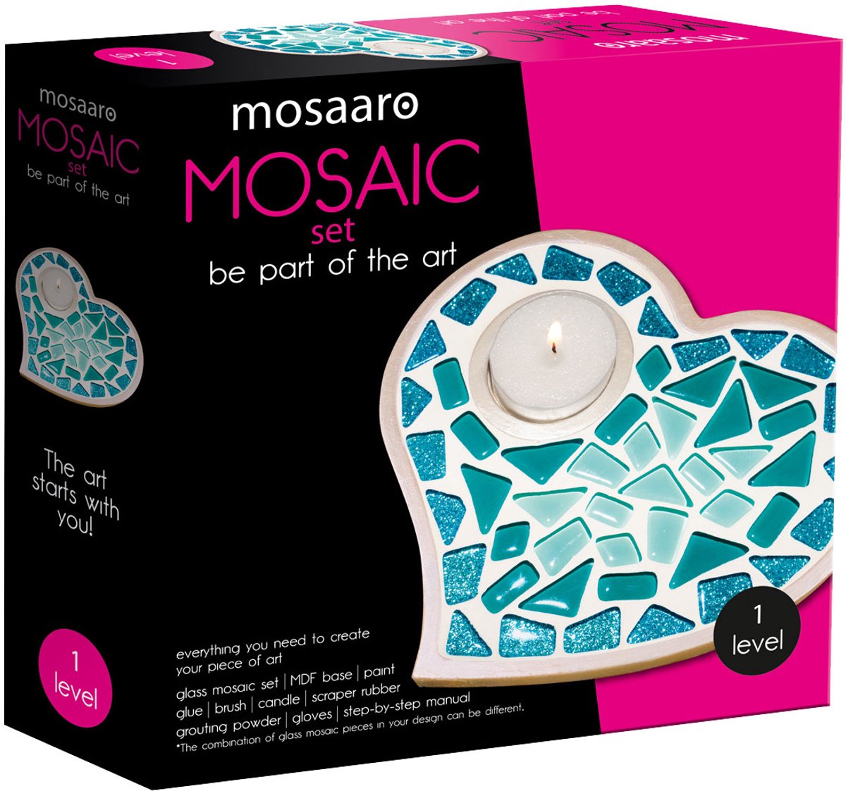Mosaaro Mosaaro Mozaiek set Glas Mozaiek Kaarsenhouder Hart MA1011.