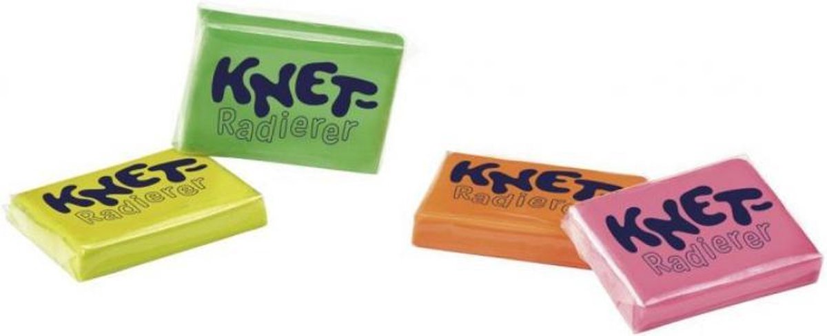 Uitdeel cadeautjes kneedgum 4 stuks in diverse kleuren