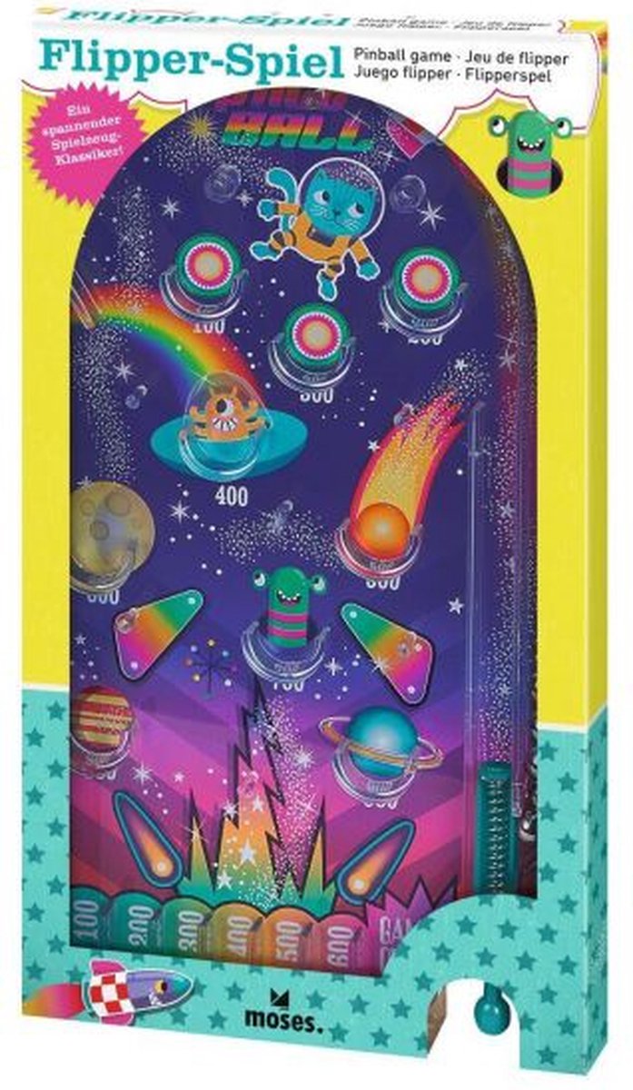 Moses Flipperspel Space Ball Junior 25,3 X 13,6 Cm Staal Paars