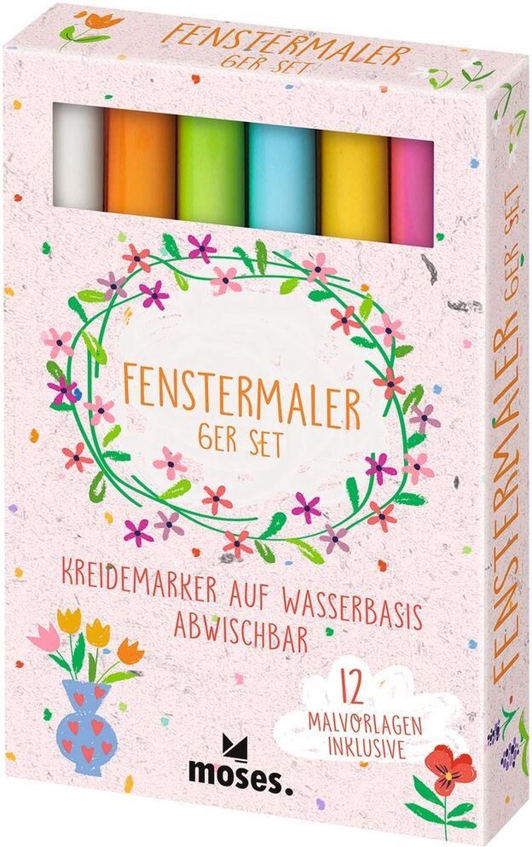 raamstiften Voorjaar 6 stuks stiften afwasbaar waterbasis