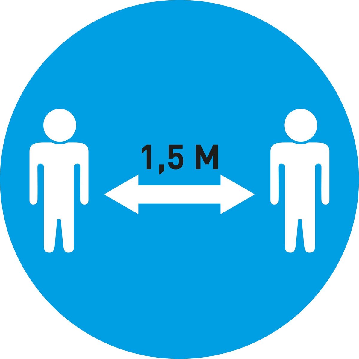 Corona  covid vloersticker met laminaat - afstand houden - 1m50 - Diameter 42.5 cm - 5stuks