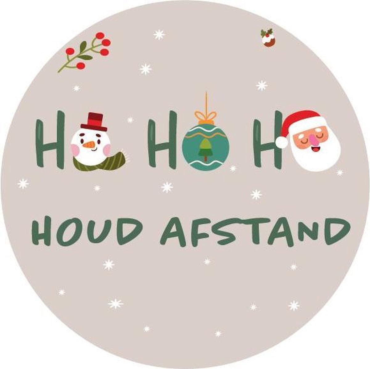 Corona covid vloersticker met laminaat -Hohoho kerst - afstand houden - 1m50 - Diameter 42.5 cm - 5stuks