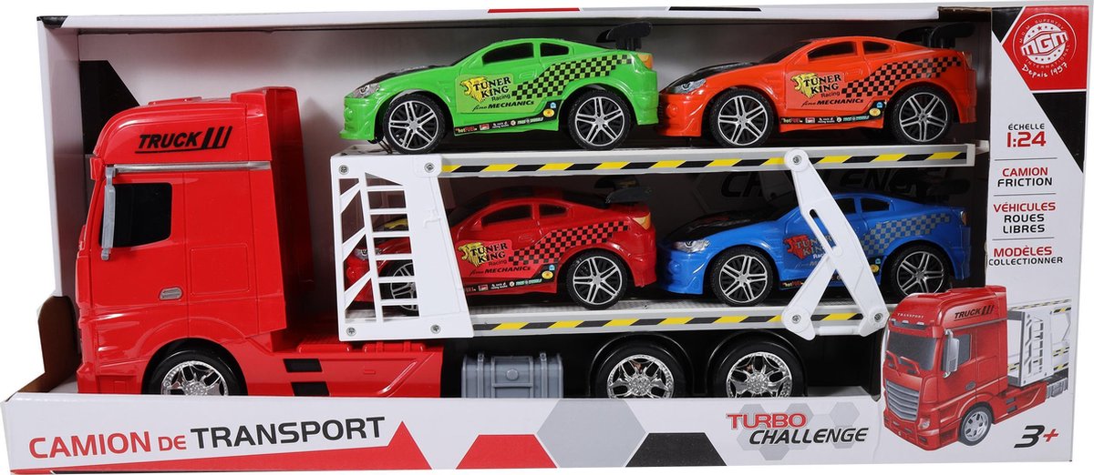 MGM - Transportwagen + (4 voertuigen) Voiture - Camion de transport friction (+ 4 véhicules)