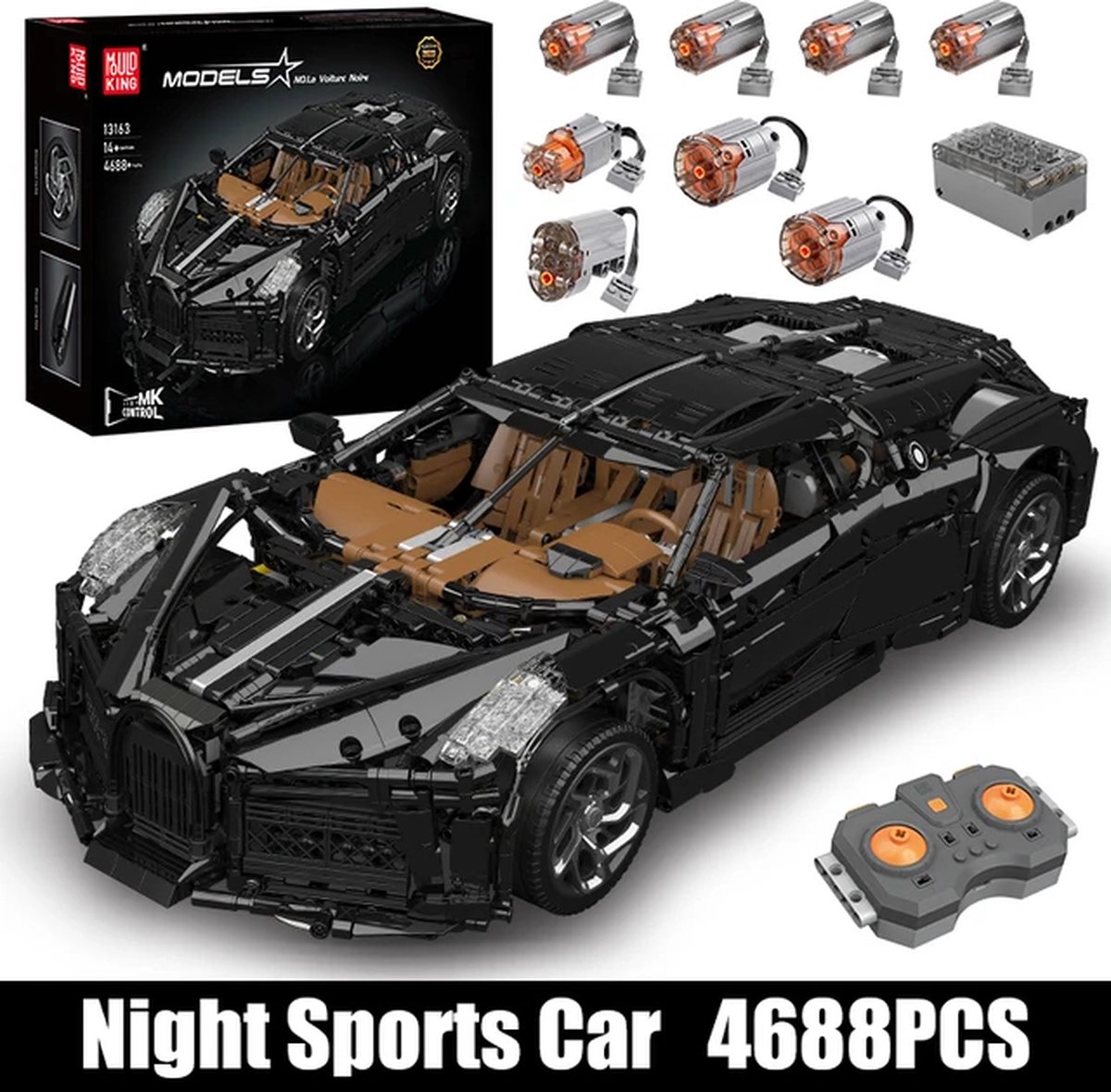 Mould King 13163 Afstandsbediening La Voiture Noire Sport Race Auto Model
