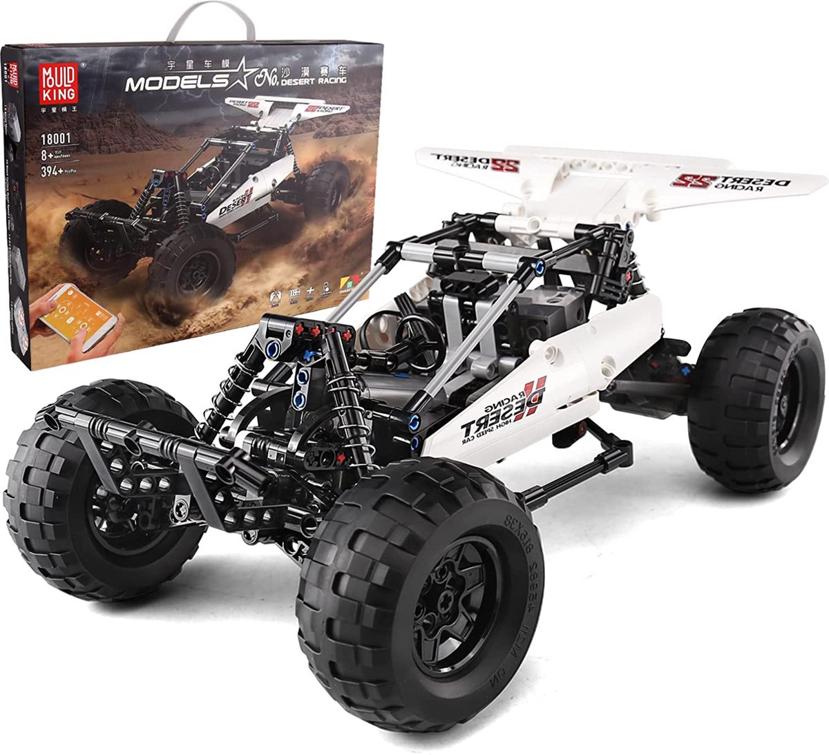 Mould King 18001 Desert Racing buggy - Auto - Racen - Technisch Lego - Motoren, accu, afstandsbediening - 394 onderdelen - Mouldking