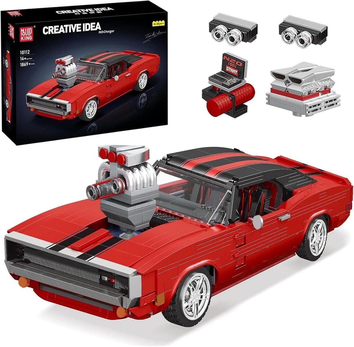 Mould King Charger - Muscle car bouwset voor 14+ jaar - 3000+ bouwblokken - 10112