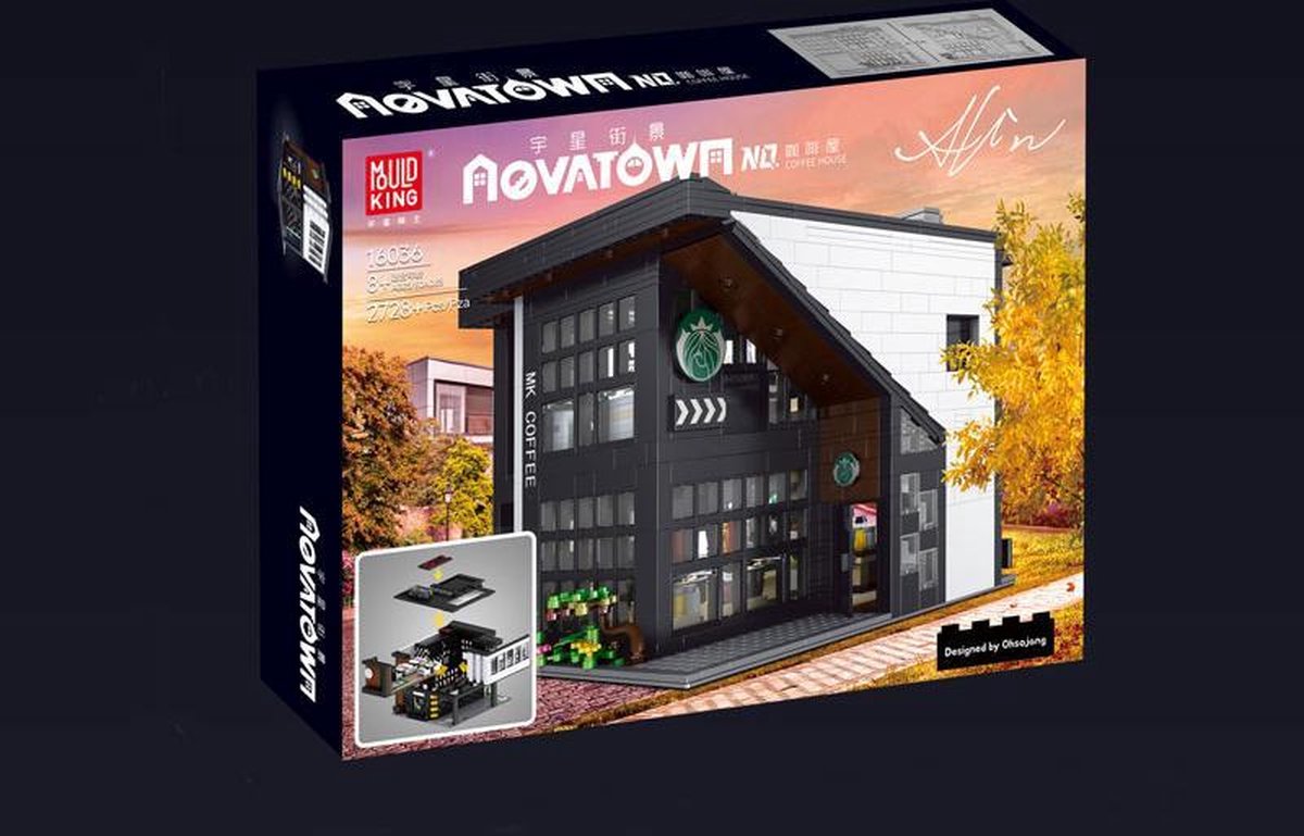 Mould King-Modern Starbucks Cafe koffiebar met led verlichting 2878 bouwstenen ** Lego alternatief**