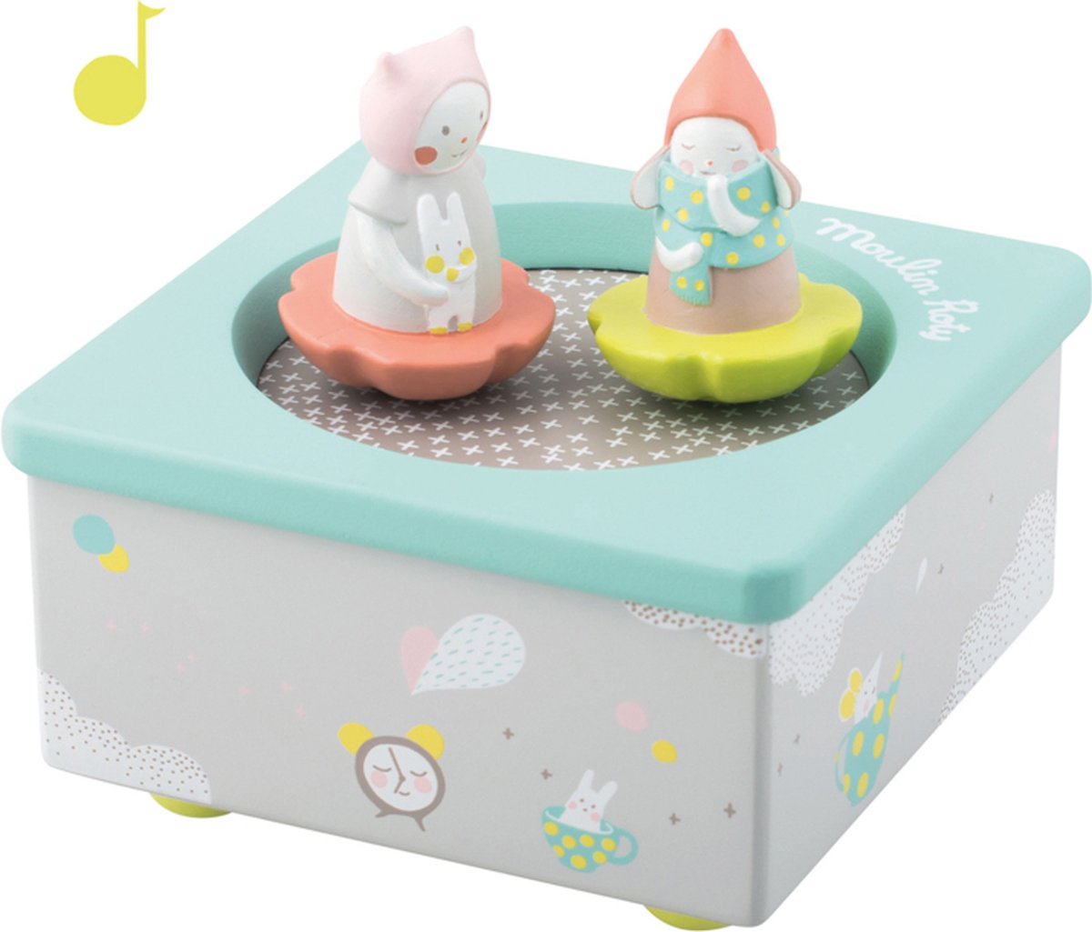 Moulin Roty Muziekdoosje - Les Petits Dodos - Houten muziekdoosje