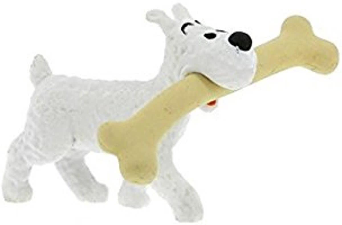 Moulinsart/Kuifje: klein figuurtje Bobbie met groot bot - 4cm hoog bij 6 cm breed bij 5 cm lang