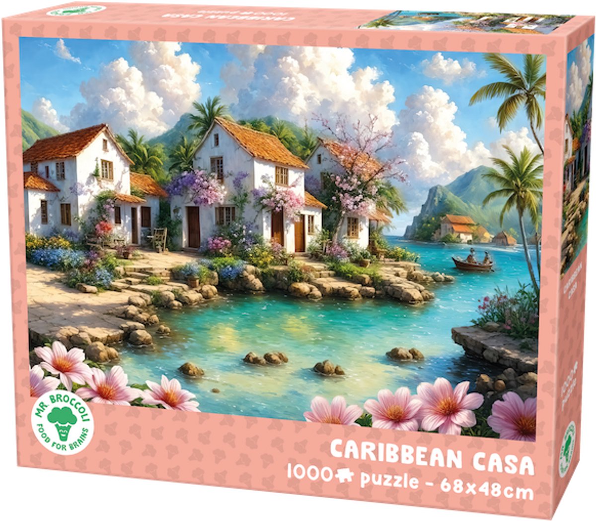 Mr. Broccoli Puzzel 1000 Stukjes Volwassenen - Caribbean Casa - Legpuzzel Tropisch Landhuis - FSC® - Landschap Collectie - 68 x 48 cm