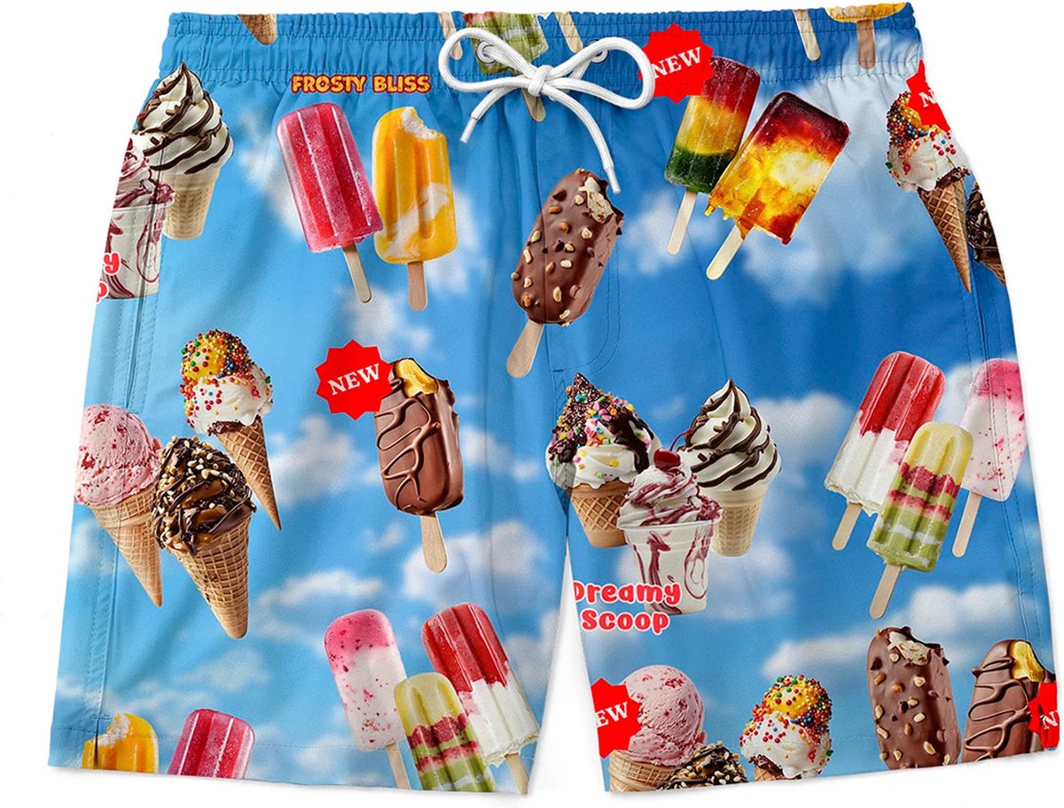 Zwembroek heren - Zwemshort - Foute party outfit - Mannen - Met ijsjes print - Maat S