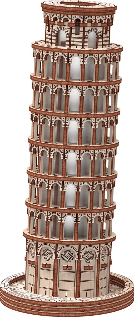 Mr. Playwood 3D Houten Puzzel Toren of Pisa, 10410, 12,6x12,6x28cm