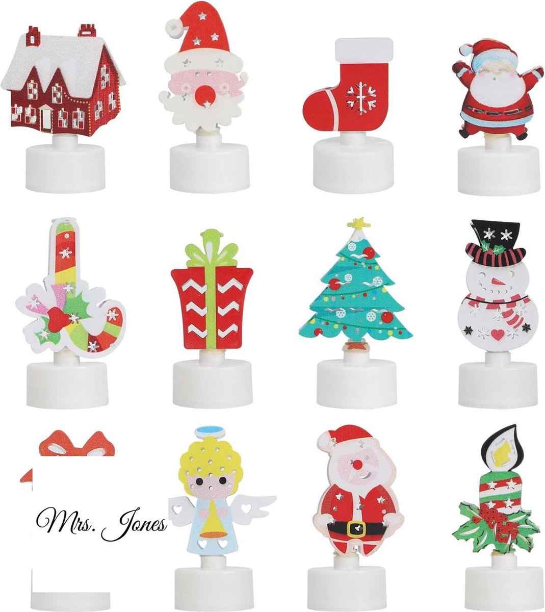 Mrs. Jones 12 x LED kerstkaarsen-LED theelichtjes-heldere kaars-kerstverlichting-veilig en helder-feestjes-thuis .