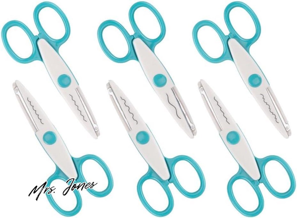 Mrs. Jones Creatieve scharen van roestvrij staal - 6 stuks met verschillende snijpatronen voor thuis huishouden handwerk school knutselen en kantoor. .
