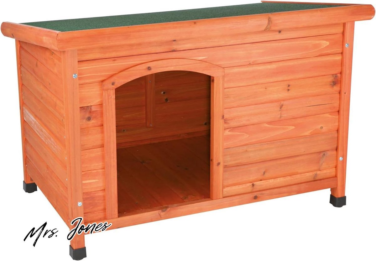 Mrs. Jones Deluxe Opklapbaar hondenhuis - Weerbestendig - Classic plat dak - S-M - 85x58x60 cm - Bruin
