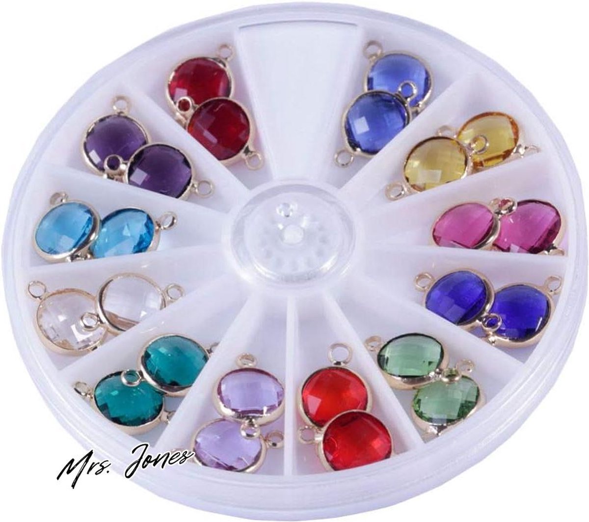   Glazen geboortesteen-bedels hanger - 12 kleuren sterrenbeeld kristal edelsteen bedelkralen - voor doe-het-zelf handwerk halsketting armband sieraden maken - 24 stuks Medium Glas. .