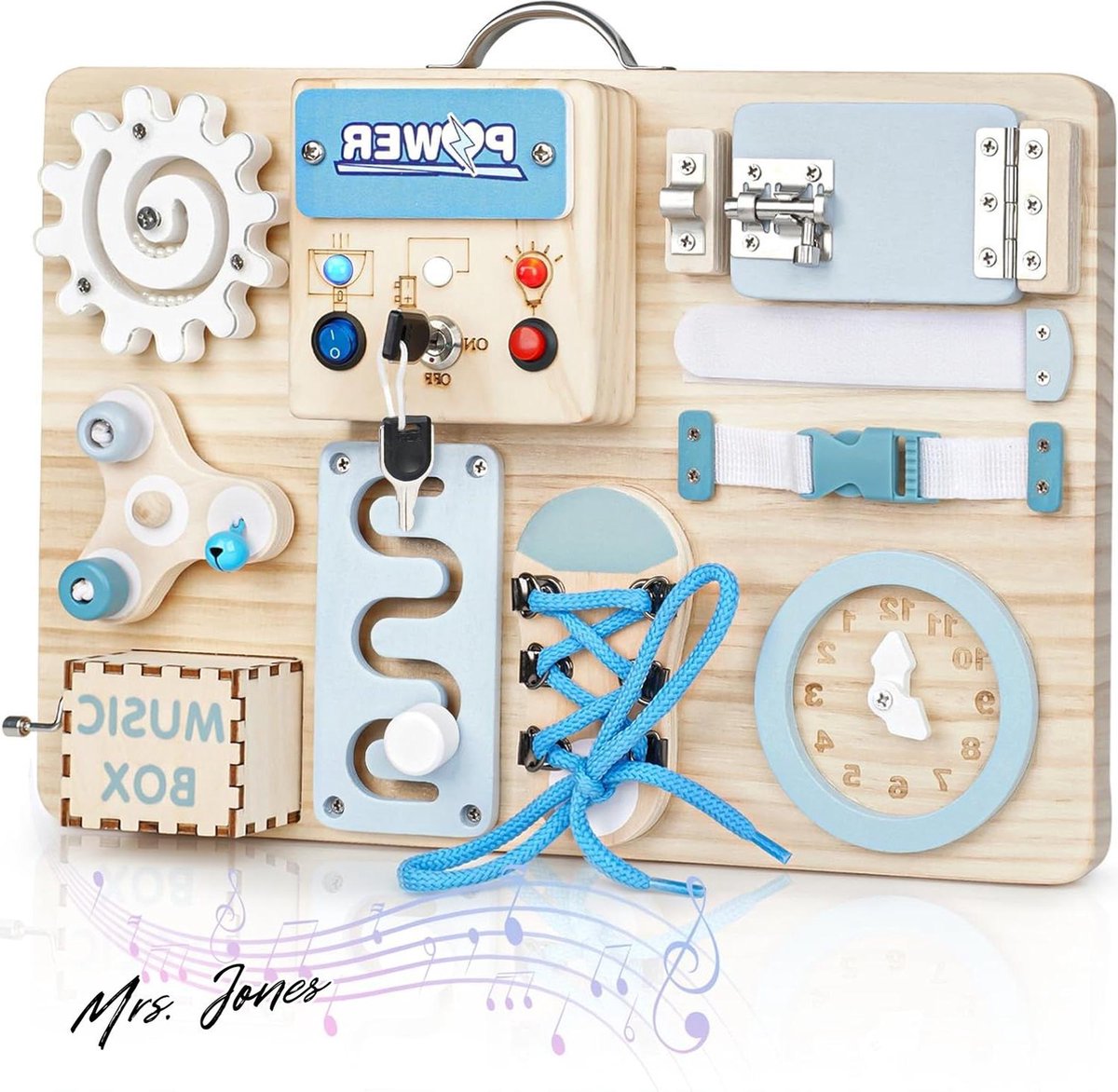 Mrs. Jones Joyreal Montessori Busy Board Led-motoriekbord activiteitenbord - 18 maanden - speelgoed sensorisch bord - motoriekspeelgoed - activiteitenbord .