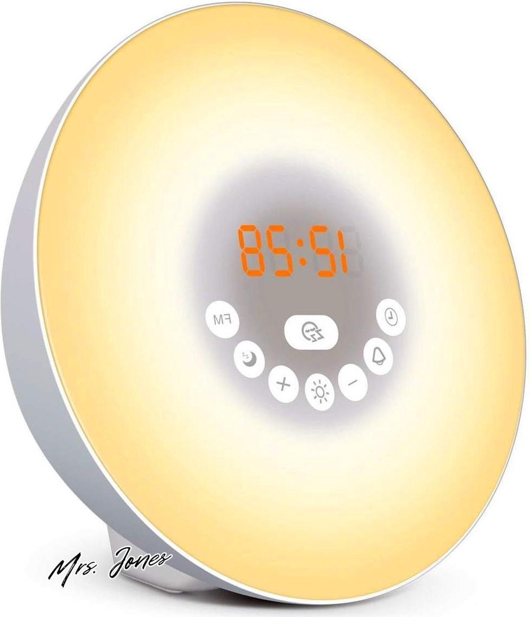 Mrs. Jones Lichtsimulator - Zacht licht alarmklok - Met Dark Night Mode Display Uit - Ervaar meer zen ochtenden - Licht Therapie Wekker - Classic TL-850 .