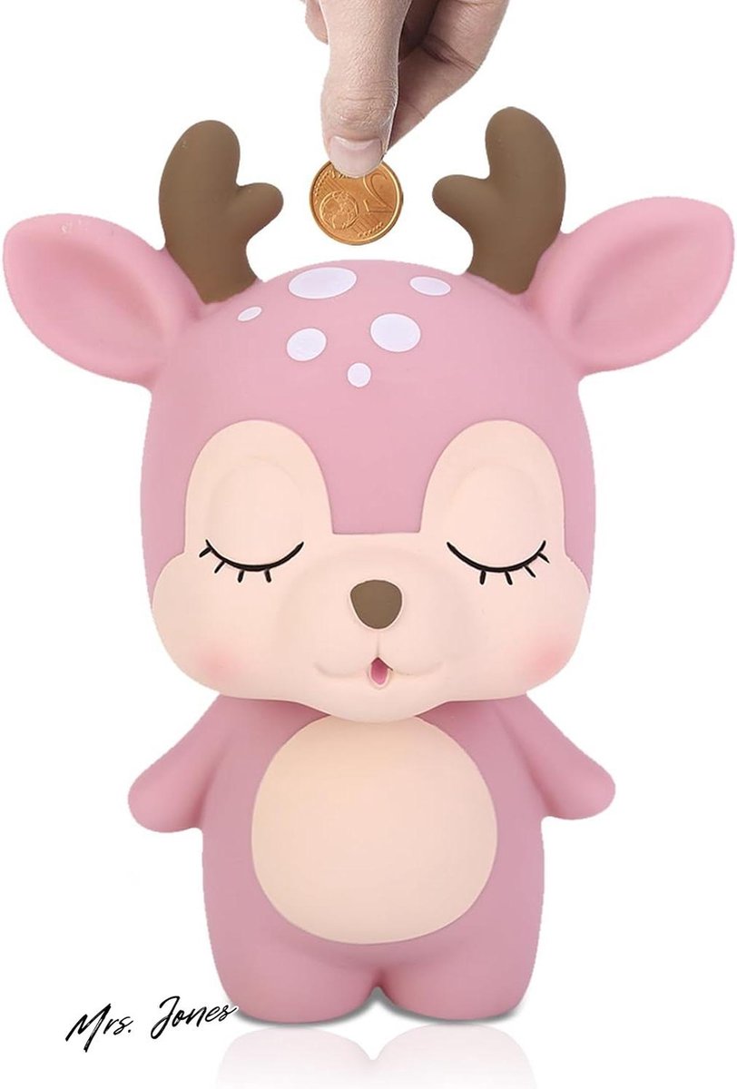 Mrs. Jones Roze spaarpot meisjes Coin Bank unieke Vinyl leuke herten spaarpot onbreekbaar kinderen spaarpot munten banken voor volwassenen decoratief-Woondecoratie-Kinderen .