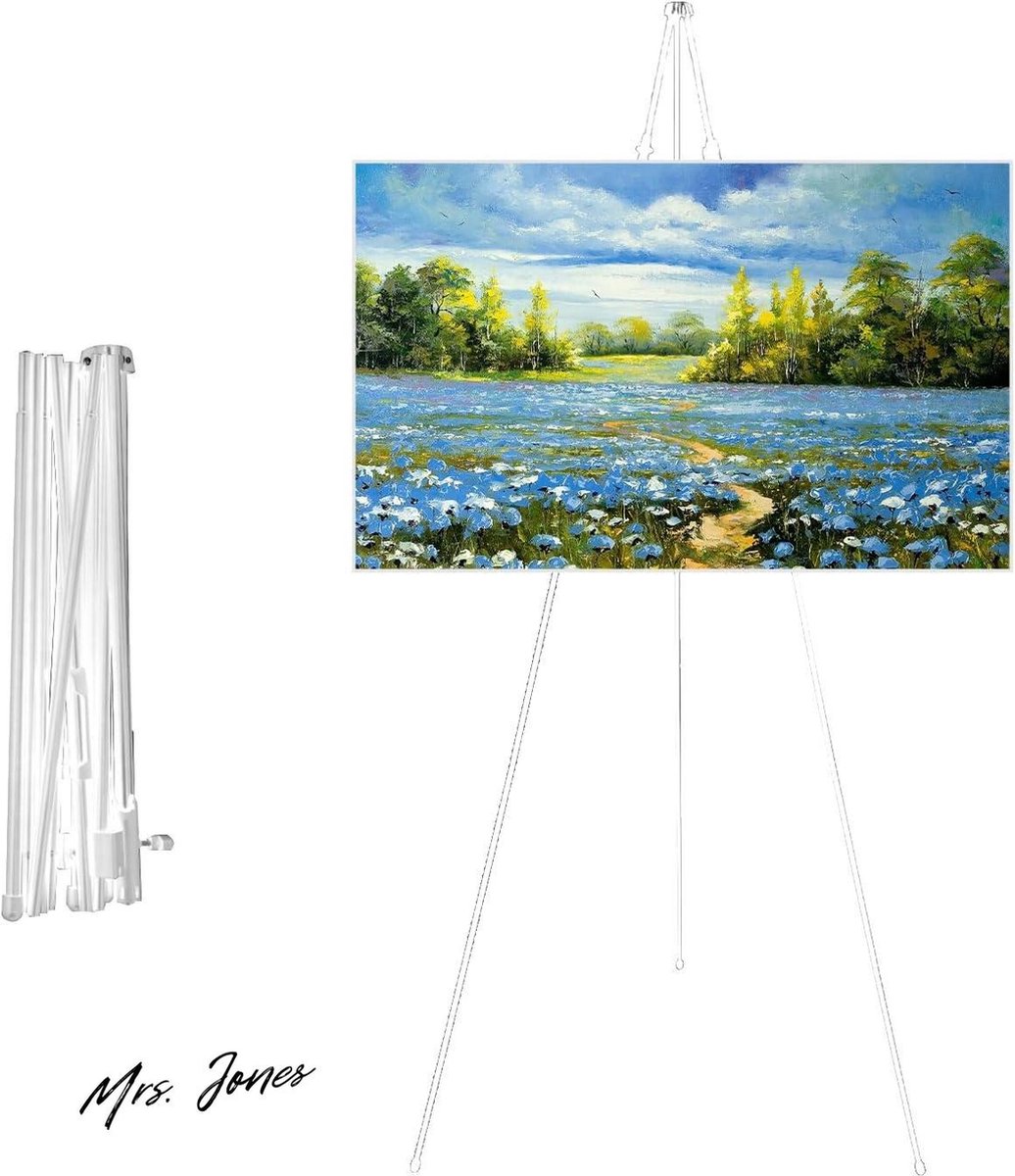    set bruiloftsbordposter 170 cm vouwezel zwart canvas standaard klein - wit .