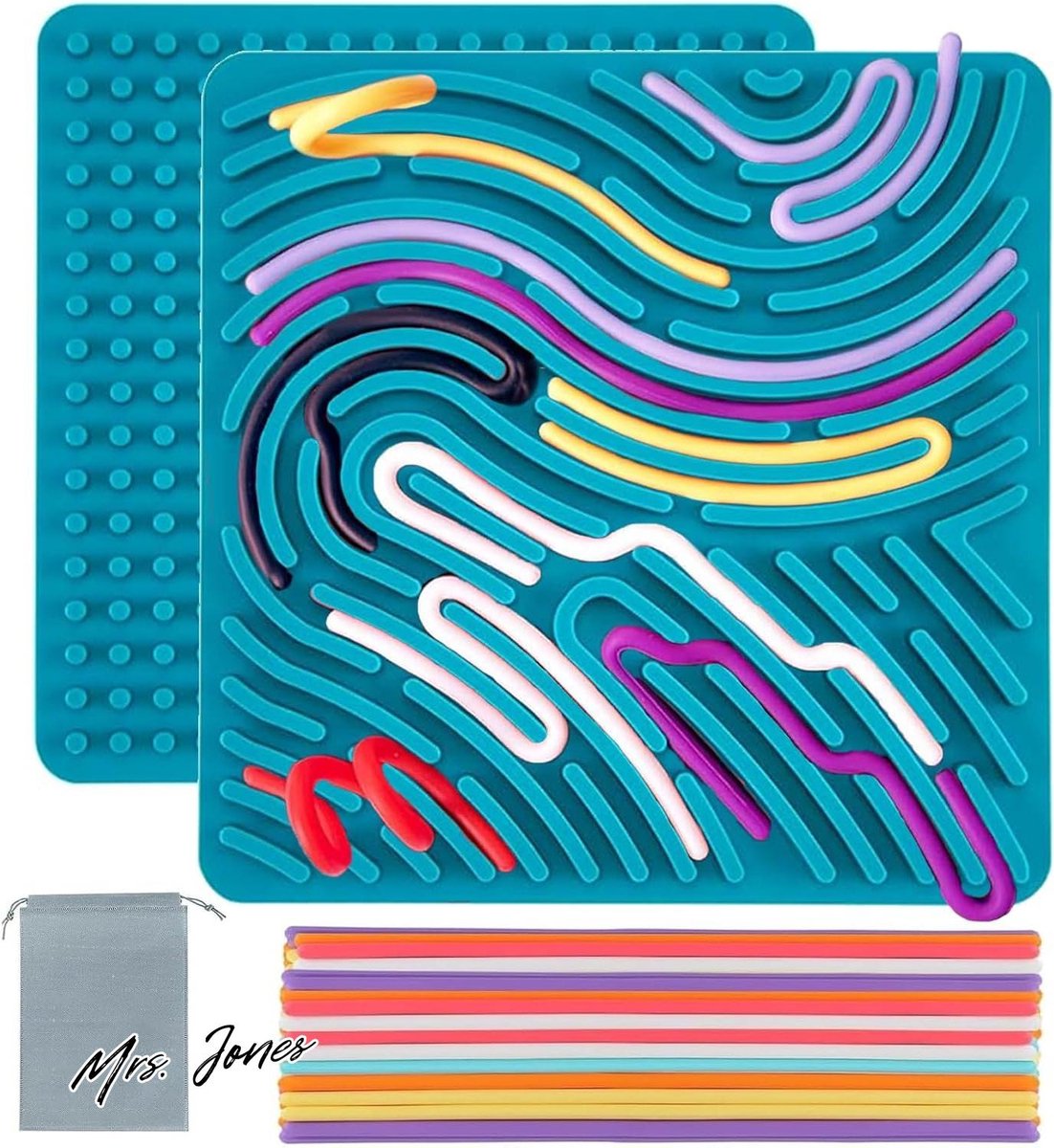 Mrs. Jones Sensorisch Activiteitenbord Dubbelzijdig voor Kalmering Angst ADHD Autisme 3+ - 15 Koorden - Reistas - Groen .