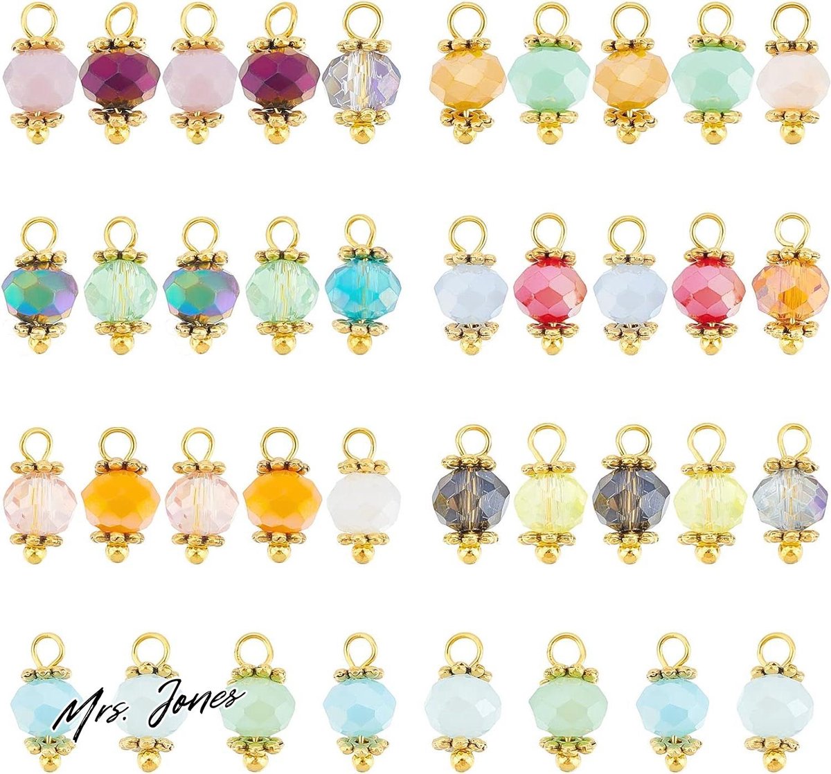 Mrs. Jones facet ronde kralen hangers - 140 stuks - 7 kleuren - kleine kristallen hangende bedels - voor doe-het-zelf oorbel armband - ketting sieraden maken 12 × .