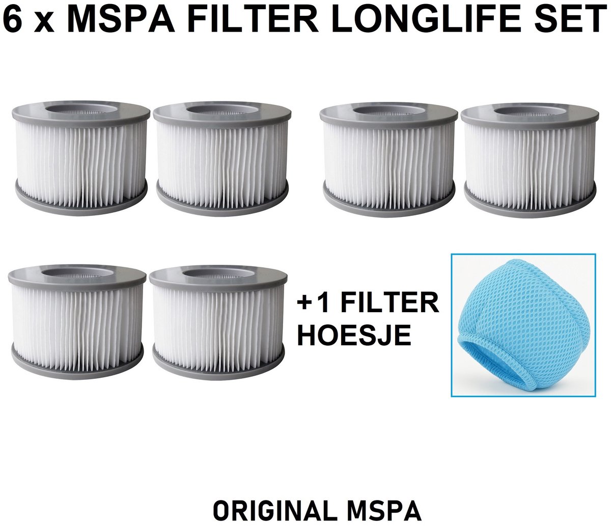 6 x MSpa filter plus longlife set met 1 hoesje