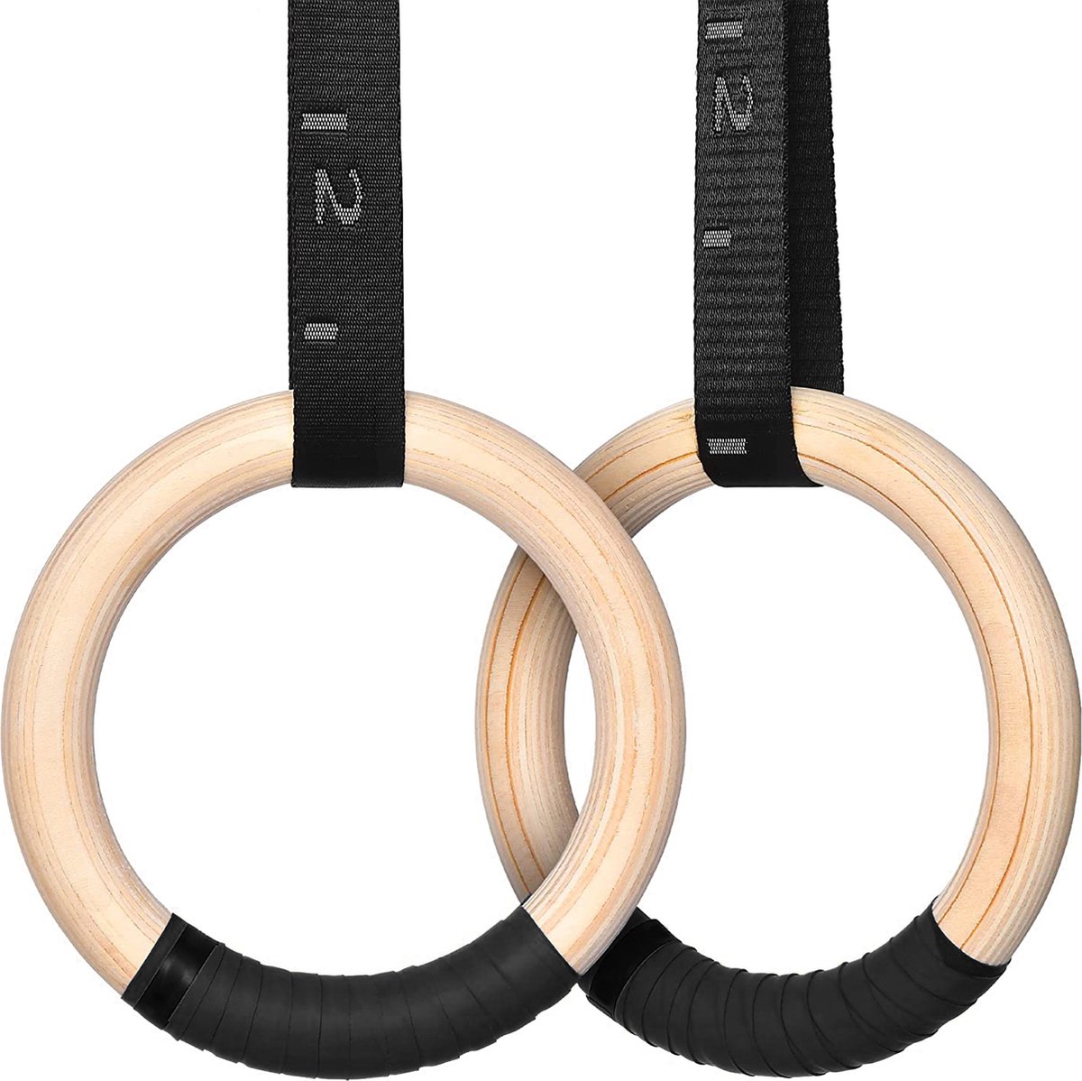 M sports Gym Rings gymnastiekringen, hout, turnringen, crossfit, fitness, training, Olympische Gespenriemen, Homegym, Bodybuilding, Pull-ups en dips, krachttraining gymrings