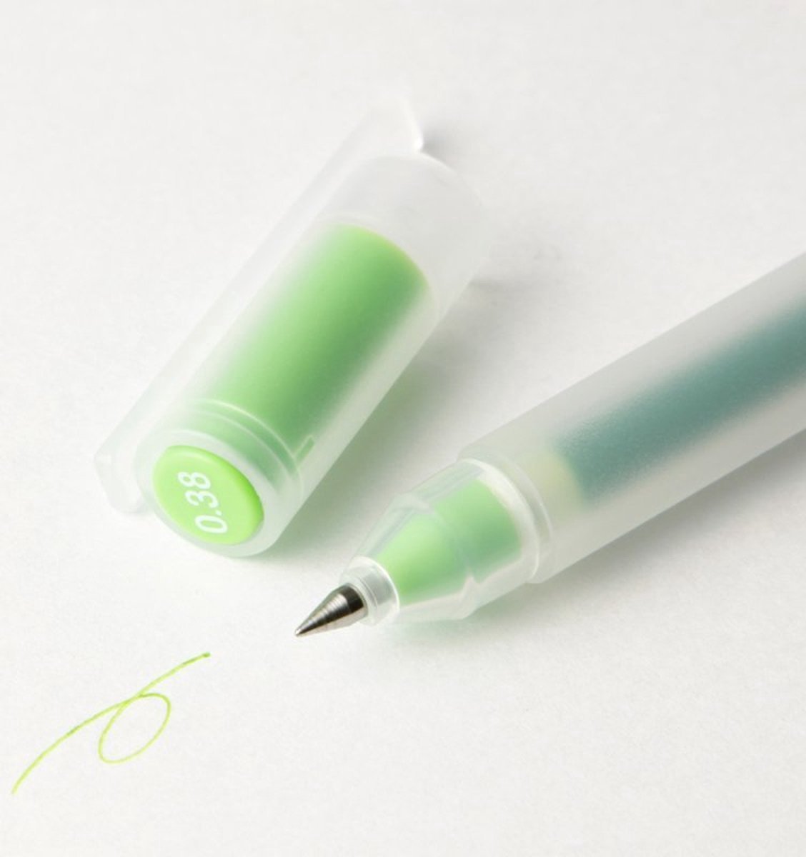 Muji Gel Pen Kleur Inkt Groen (Lime) 0.38mm + 1 Reserve Vulling Refill