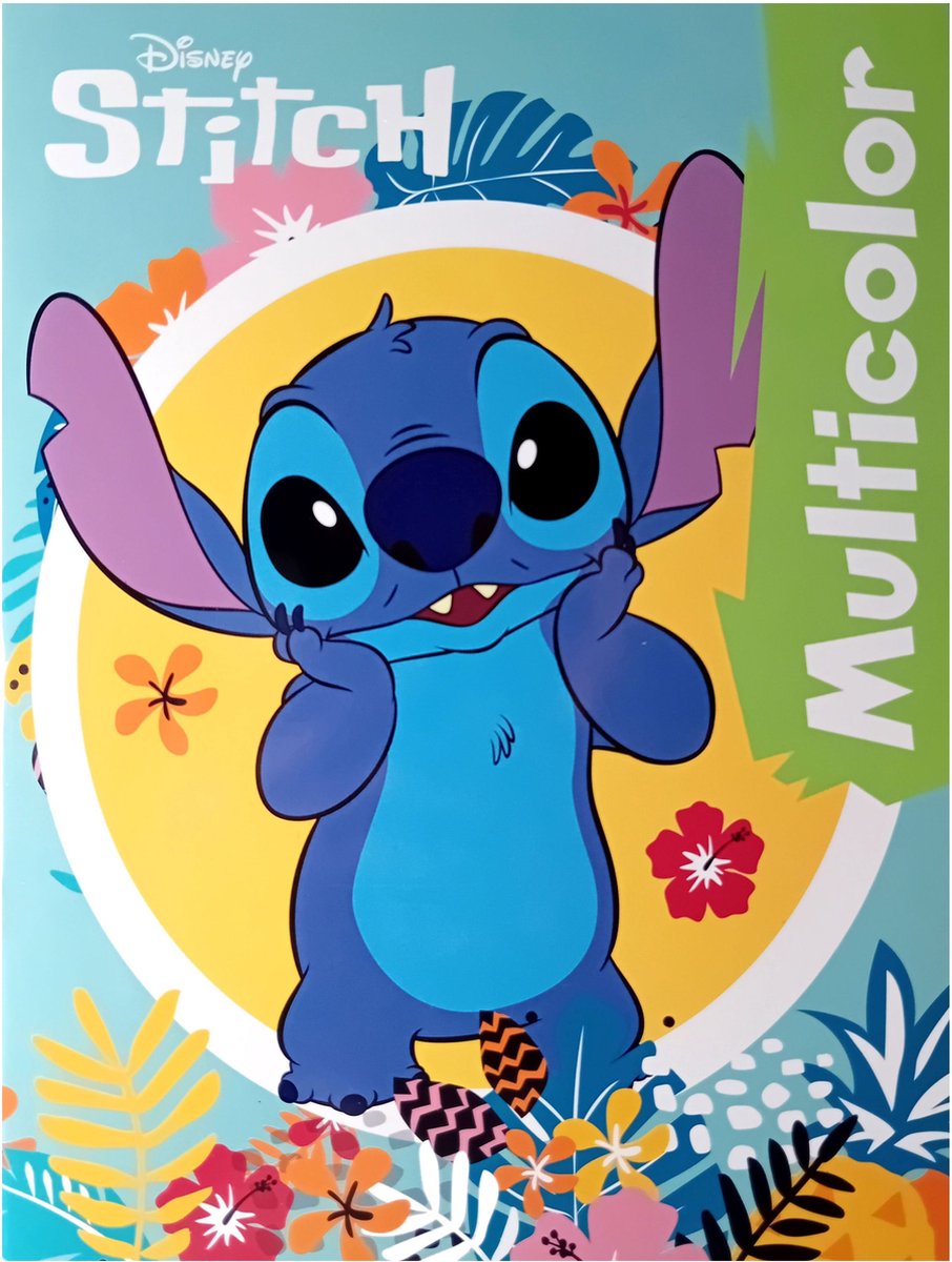 Multicolor - Disney Stitch Kleurboek - 32 Paginas - 17 Kleurplaten en 17 Voorbeelden - Voor kinderen - Uitermate Geschikt voor Kleurpotloden en Wasco