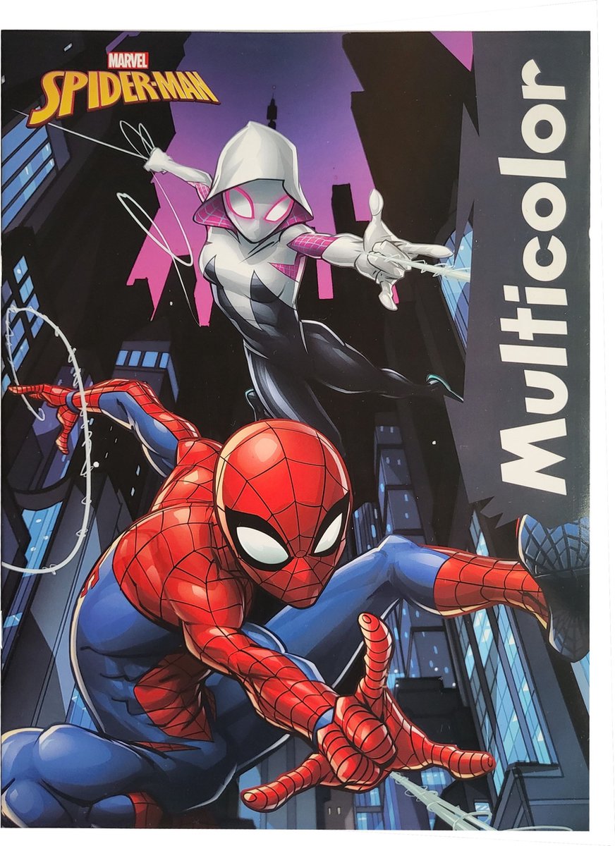 Multicolor - Marvel Spider-Man - Kleurboek - Antraciet - Superhelden - 32 Paginas - 17 Kleurplaten en 17 Voorbeelden - Creatief - Knutselen - Uitermate Geschikt voor Kleurpotloden en Wasco