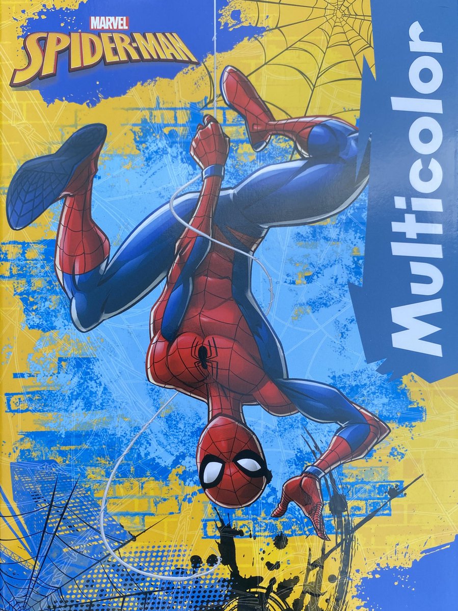 Multicolor - Marvel Spider-Man Kleurboek - Gele Banner - 32 Paginas Waarvan 17 Kleurplaten en 17 Voorbeelden - Voor Kinderen - Uitermate Geschikt voor Kleurpotloden en Wasco