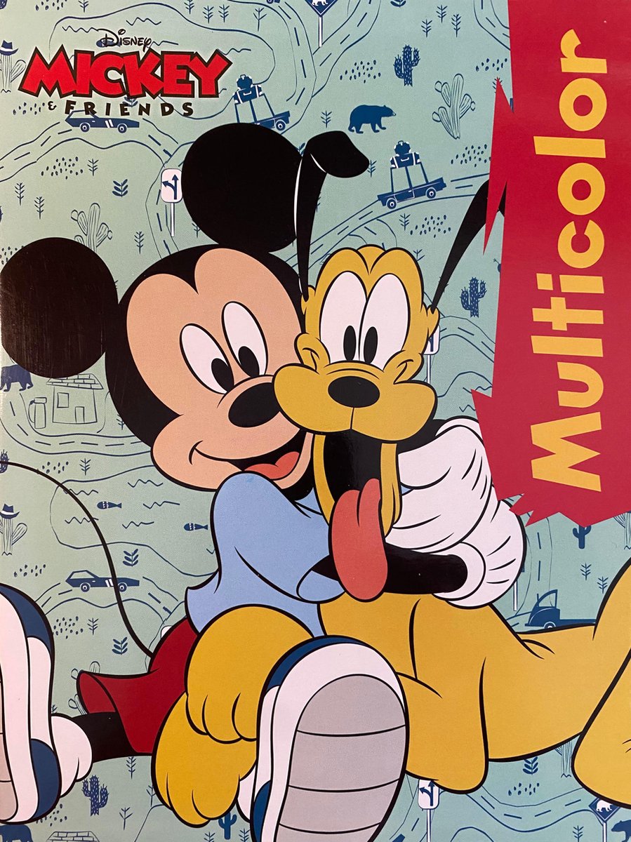 Multicolor Disney Mickey & Friends Kleurboek - Vrolijke Kleurplaten met Mickey en Pluto - 32 Paginas - Geschikt voor Kleurpotloden en Wasco