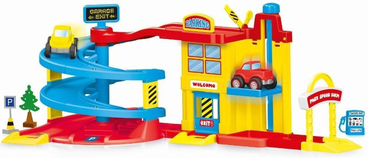 Speelgoedgarage - Parkeergarage - Racebaan -  