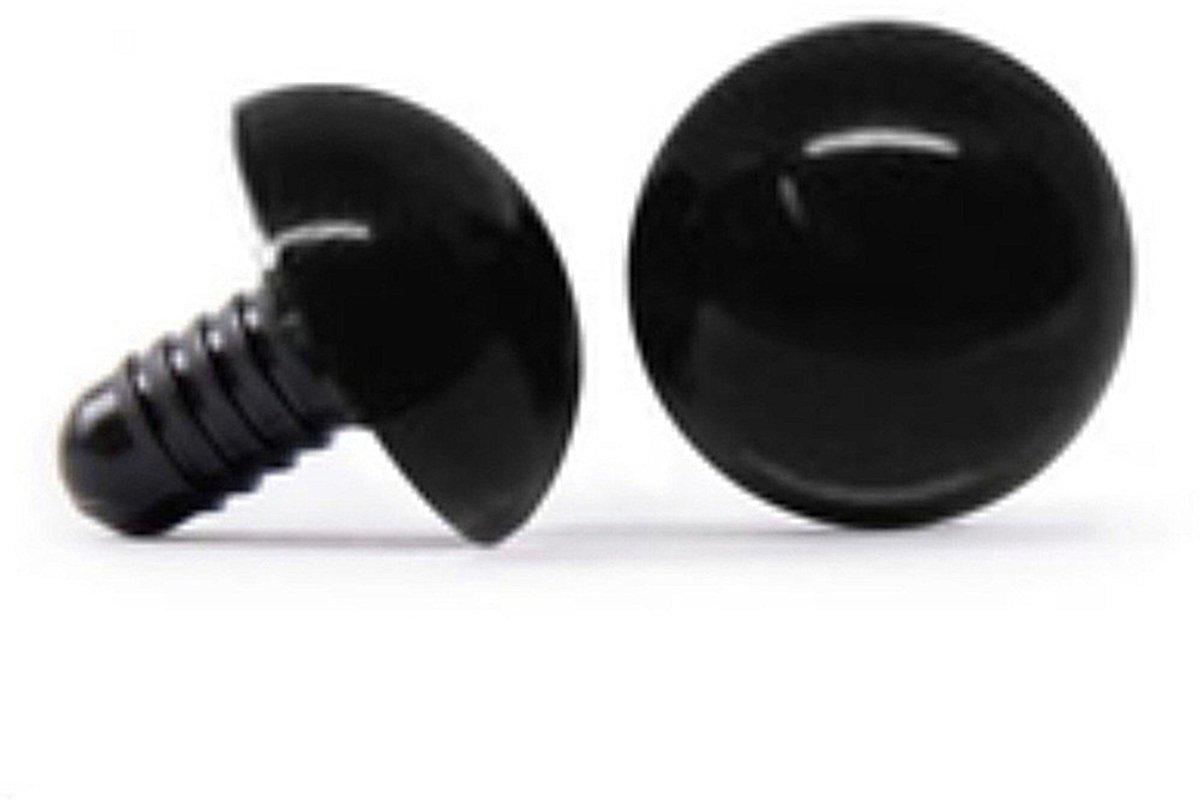 Veiligheidsoogjes - 22mm - met sluitringen - zwart - MULTIPLAZA - rond - 4 stuks (2paren) - knutselen - hobby - haken - breien - knuffels - amigurumis - poppen - creatief