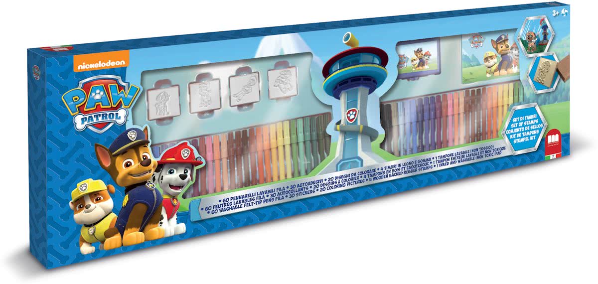 Multiprint Nickelodeon Paw Patrol - 86cm doos - 4 stempels + 60 stiften