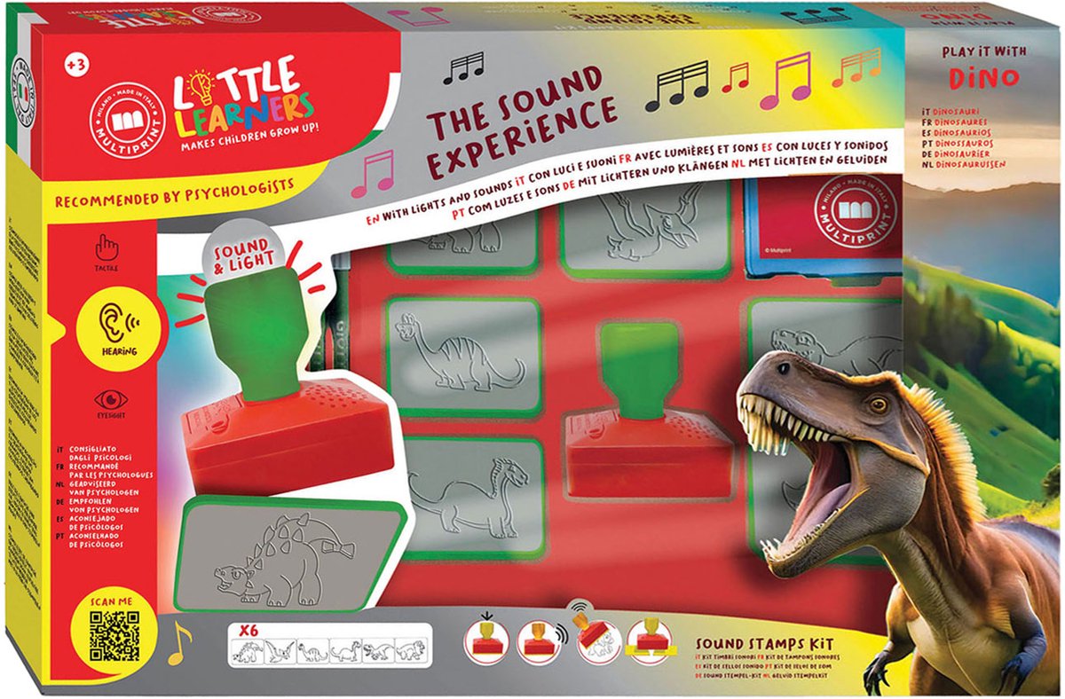 Multiprint dinosaurus stempelset speelgoed met geluid en licht.