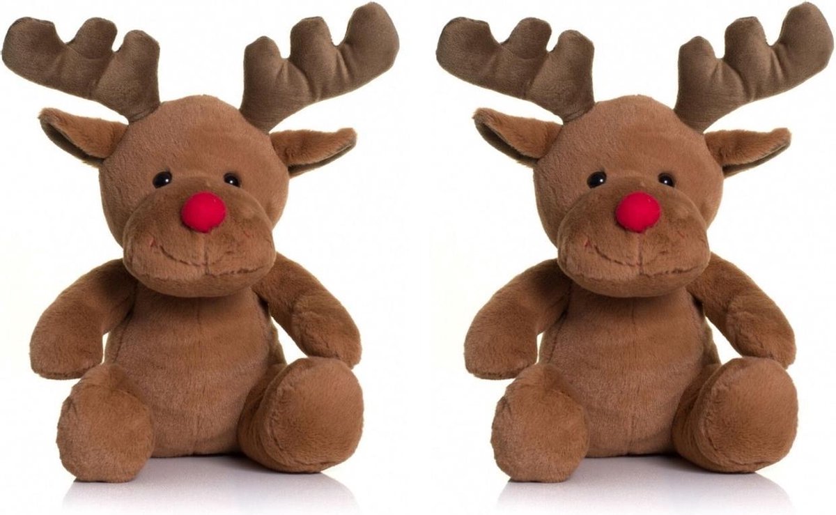 Set van 2x stuks pluche rendieren knuffel van 30 cm - Speelgoed knuffels/knuffeldieren