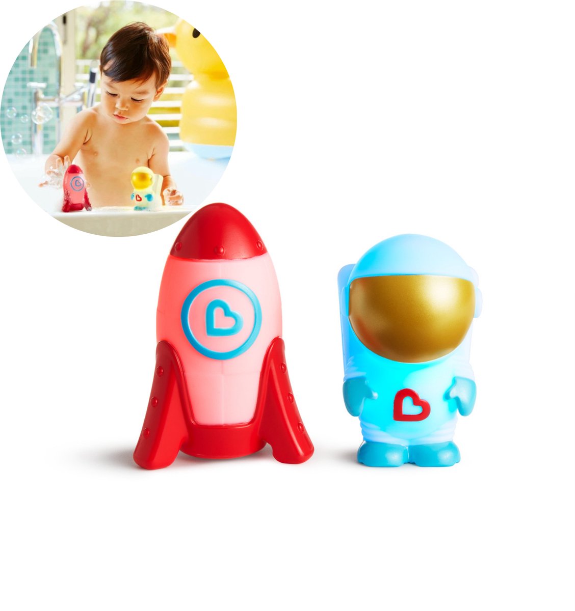 Munchkin Badspeelgoed - Galaxy Buddies - Set van 2 - Geeft licht! - Vanaf 9 maanden - Kinder badspeelgoed - Badspeelgoed voor Jongens en Meisjes
