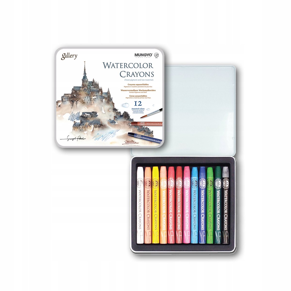 Mungyo Aquarel Kleurpotloden Set - 12 Kleuren in Metalen Blik
