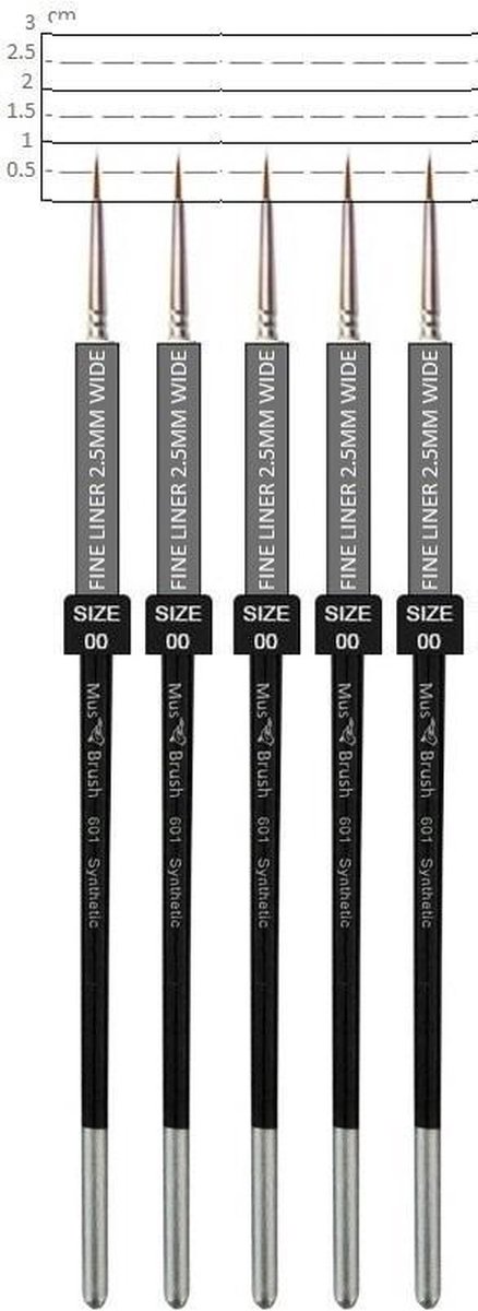  ush -serie 601 5 x No. 00 - schilderpenselen - fijnschilder