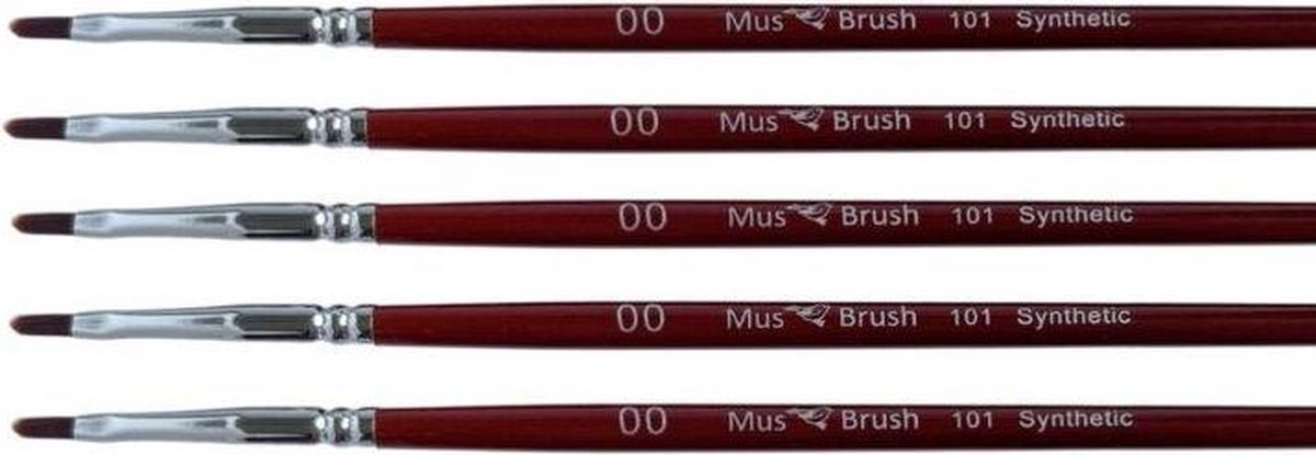 MusBrush Serie 101 - 5 x Nr. 00 - Kattentong - Schilderpenseel - Penselenset