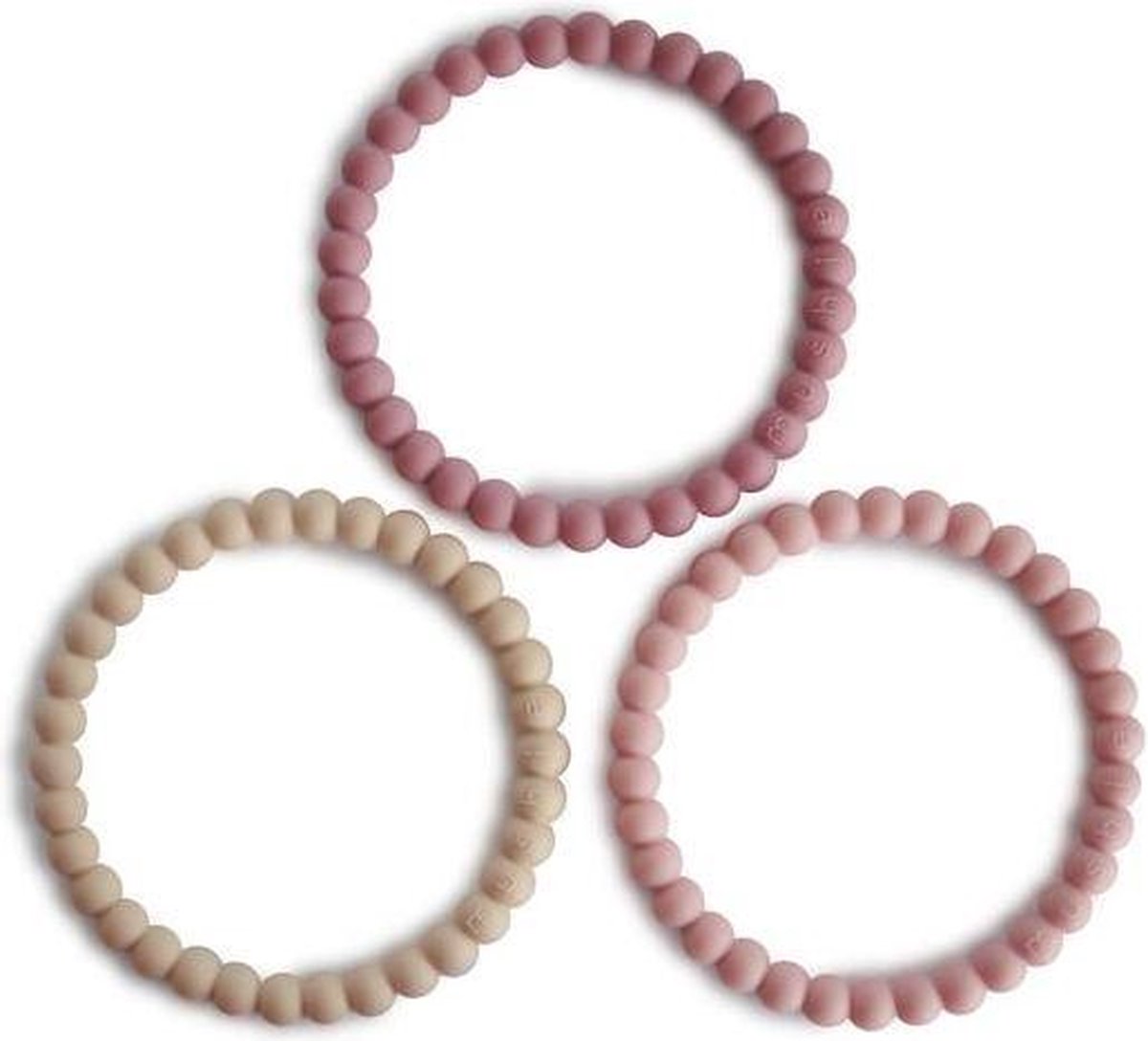 Mushie - Set van 3 Siliconen Bijtring Armbanden