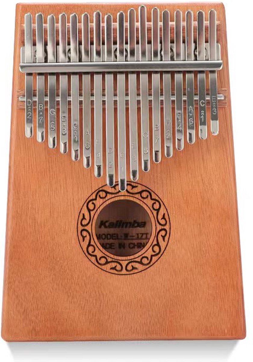 Kalimba Duimpiano 17 Tonen- met Muziekboek en Accessoires- Mahoniehout wolk