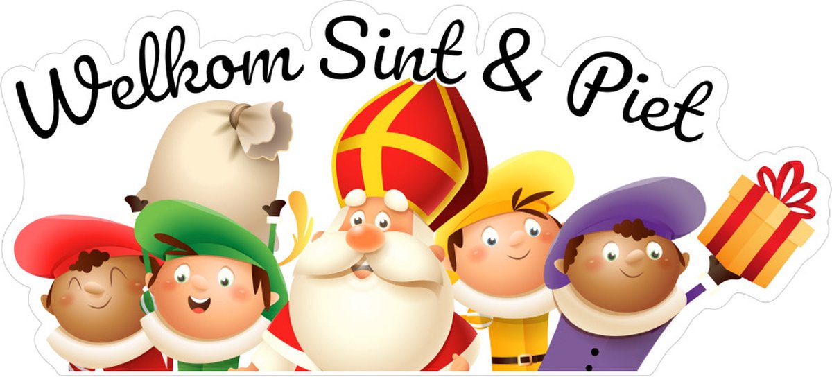 Raamstickers Sinterklaas Gluur welkomstcomité 30cm